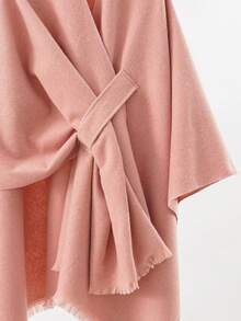 1 Stück Damen modische Schnallen-Dekor Schal-Kragen Reisejacke für Kleid, Strand, Urlaub - Pink - Übersicht 2