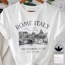 Camiseta con estampado de letras para mujer, talla grande, informal, de verano, cuello redondo, 100 % algodón