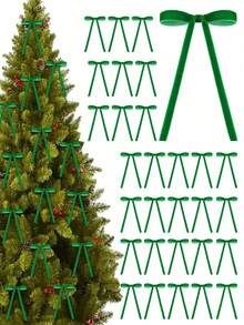 12/24/48pcs Vintage Velvet Christmas Bows For Tree Decoration, Rustic Crafts & Gifts, Classic Polyester Ribbon Bows For Christmas Valentine's Day Wedding Birthday Holiday Home & Wedding Decorations - Multicolor - View 6