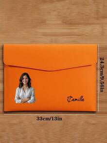 1pc Personalized Customized Name, Phone, Company Name, Company LOGO A4 Leather Document Folder, File Bag, Portfolio, Waterproof Business Office Snap Closure Thick Storage Bag - Magnetic Seal, Waterproof Faux Leather Large Capacity File Folder, Suitable For Business And Office Organization, Ideal For Exams And Storage,Back To School,School Supplies