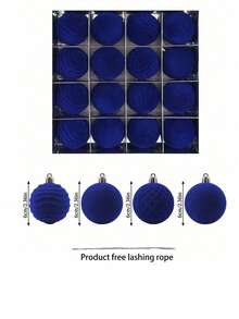 16 Stück Weihnachtskugeln, Samt Weihnachtskugeln, Blauer Weihnachtskugel-Set, Weihnachtskugel Dekorationen, Samt Weihnachtskugeln mit Geschenkbox-Set, Weihnachtsbaum Hängende Ornamente, Bruchsichere Weihnachtsbaum Kugel Ornamente Weihnachtskugeln-Set für Feiertage, Weihnachten, Hochzeit, Party, Heim-Dekoration