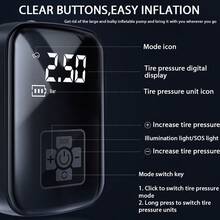 Tragbares Reifenaufpumpset, kabelloser Autoreifen-Luftkompressor, 150 PSI elektrische Reifenluftpumpe, 2*2000mAh Hochleistungsbatterien mit LED-Licht und digitalem Druckmesser, geeignet für Autoreparaturen, Motorräder, Autos, Bälle, Fahrräder; Outdoor-Reise-Autozubehör
