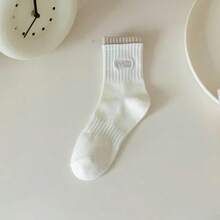 Șosete de damă, culoare uni, până la jumătatea gambei, șosete crew cu imprimeu anti-miros, fără cusături, toamnă/iarnă