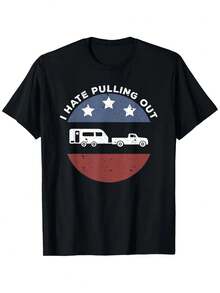 Camiseta divertida de camping RV I Hate Pulling Out - Negro - Ver 1