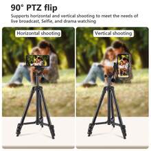 TOKQI Portable Aluminum Alloy Tripod, Suitable For Cameras And Smartphones, With Phone Holder - 360° Rotatable Ball Head, Extendable Legs, Compatible With DSLR, Mirrorless Cameras, Smartphones, For Vlogging, Live Streaming, Video Recording - Black - View 6