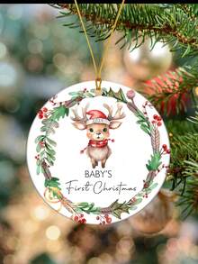 La primera Navidad del bebé 2025, un oso durmiendo en la luna, decoración acrílica, decoraciones navideñas para el hogar, regalo para padres primerizos, adorno navideño, decoración colgante para el árbol de Navidad, regalos acrílicos para nuevos padres