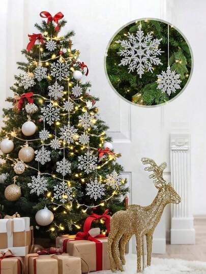 20 Pieces In S/M/L Sizes, Plastic Snowflake Decorations, Glittering Christmas Snowflakes, Handcrafted Hanging Items, Suitable For Winter Gatherings, Christmas Tree Decorations, Christmas Tree Ornaments, And Christmas Party Decorations