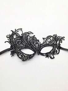 女士蕾丝迷彩眼罩，空心眼罩，万圣节派对装饰，万圣节服装配饰，派对半脸面具，性感迷人，烫金蕾丝眼罩，所有尺寸颜色随机 - 彩色 - 查看 2