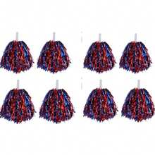 2 件带棍柄的啦啦队绒球，金属箔绒球 20 克，适合团队精神运动、派对、舞蹈、欢呼