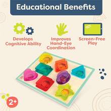 EstiloTendenciaB.Toys- Peek & Explore - Animales De Granja- Rompecabezas De Madera - Juguete Para NiñOs - Rompecabezas De Animales De Granja - Vaca, Oveja, Cerdo Y MáS - 2 AñOs +Calidad PremiumVersióN Mejorada - Formas y Emociones - Ver 4