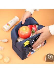 1 件儿童便携式手提包，可爱手提包，卡通大容量午餐袋，3D 图案保温袋，送礼的理想选择 - 彩色 - 查看 4