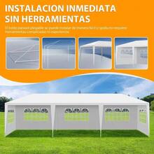 Carpa Toldo Espaciosa 3x9M con Paredes Laterales Extrables, Tienda de Impermeable para Eventos en el Patio y Jardn Blanco - Blanco - Ver 4