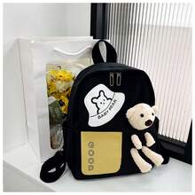 Women's Backpack Random Shipment Model Small Girl With Teddy Bear Decoration Cute Casual Backpack - 黑色 - 查看 4