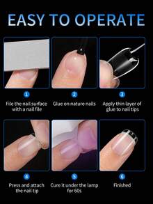 120/600pcs Short Rectangular Soft Clear Semi-Matte Full Coverage Acrylic Pre-Pressed Fake Nail Tips For Nail Extension, Home DIY Manicure Product Nails - Clear - View 5