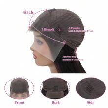 Aopusi 16 Inch Straight Human Hair Wigs 13*4 Straight Lace Front Wigs  Double Drawn  Cut Long Wig Brazilian Hair HD Transparent Lace Frontal Wig - Natural Black - 查看 5