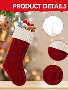 1件装圣诞袜经典麻花针织套装，大号经典壁炉挂袜，家庭节日派对圣诞装饰袜