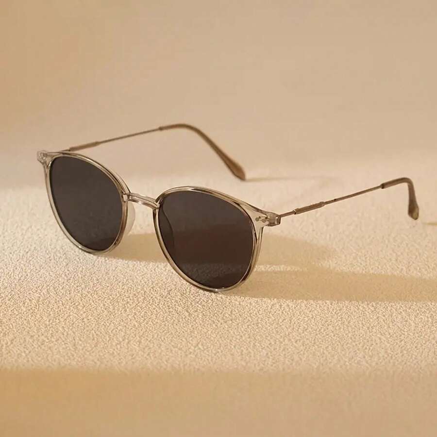 Gafas con montura redonda de metal ultraligero, estilo milenario, unisex, adecuadas para uso diario y fotografía callejera - Marco negro con lentes grises - Ver 1