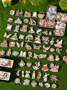 60 张/包童话风景迷你贴纸、创意美学贴纸贴花、DIY 装饰拼贴工艺材料、节日礼物、个性化剪贴簿学校用品 - 彩色 - 查看 3