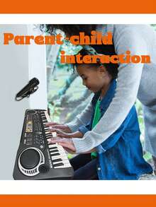 61键电子钢琴，带麦克风和USB接口，1.2厘米琴键尺寸，适合3岁以上儿童的入门级键盘，男孩女孩皆宜的音乐玩具，绝佳的圣诞节或生日礼物，61键黑色数码钢琴，适合早期学习，送给小音乐家的惊喜礼物