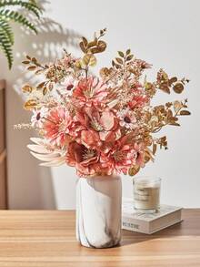 1 pièce Bouquet de fleurs artificielles Fausses fleurs d'anémone avec marguerite et eucalyptus, bouquet d'anémone au toucher réel pour vase, décoration de maison, hôtel, mariage, centre de table, cadeaux, anniversaire, remise de diplôme, décoration d'automne et de Noël