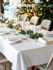 10pcs Disposable PVC Party Tablecloth, Not Fabric, White Color, Fits 274*137cm Table, Suitable For Birthday, Dessert, Family Gathering, Pure White Tablecloth Party Decor