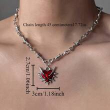 316L Surgical Stainless Steel Gothic Necklace - Heavy Duty Anti-Fade Dark Red Chain, Suitable For Men And Women, Hypoallergenic Design, Victorian Style Inspiration, Halloween Party Accessory, Gothic Style Jewelry, Essential For Themed Parties - 銀色 - 查看 3