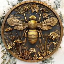 8x8 Aluminum Bee Pattern Sign - Attractive Wall Art Decor - Durable & Stylish For Home Office, Farmhouse Decor  Room Decoration - 多色 - 查看 1