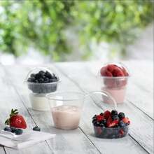 20 pièces Coupes à dessert jetables transparentes, coupes à dessert en plastique avec couvercles, coupes en plastique de 270/350 ml, coupes à yaourt, crème, glace et fruits polyvalentes, idéales pour les anniversaires et les mariages