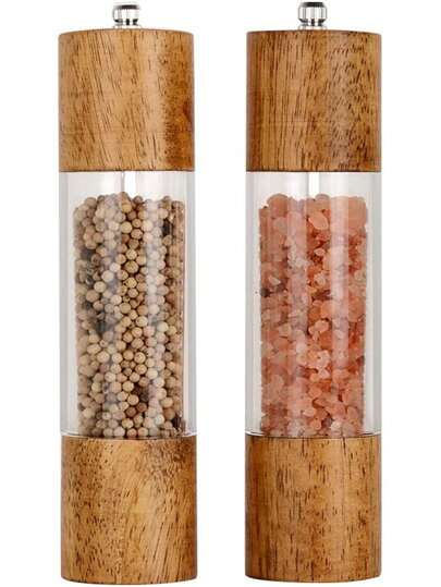 1 pieza/2 piezas/3 piezas Molinillo de pimienta manual de madera con molinillo de pimienta de acrílico transparente, botella molinillo de pimienta negra, pimienta picante, sal marina