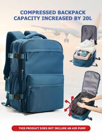 Vacuum Backpack Travel Compression Laptop Work Business Waterproof College Weekender Bags Casual Daypack Backpacks For Women Men Black Travel Backpack For Men Carry On Backpack Functional Space-Saving Compression Backpack With 3D Foam Shoulder Straps, Adjustable & Non-Slip, Lightweight, Durable Nylon, Foldable, Fade-Resistant, Ideal For Students & Casual Outings