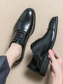 男士正装系带鞋、男士奢华商务正装牛津鞋（黑色和棕色）、婚礼和派对尖头正装鞋、冬季时尚牛津鞋、绅士工作鞋、2025年秋季新款时尚派对布洛克休闲德比鞋、春季舒适绅士新郎婚鞋、办公室经典正装休闲正装鞋、职业装复古三带皮鞋 - 黑色 - 查看 5