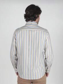 Ben Sherman Camisa Oxford a Rayas Manga Larga  Estampado Integral    Primavera/Otoño    Regular    Botón delantero  Botón - Caqui - Ver 2