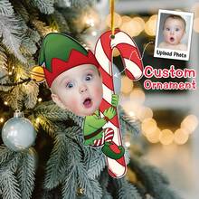 1 pieza Adorno de foto personalizado, decoración navideña personalizada, recuerdo de acrílico divertido, regalo navideño reflexivo para la familia, nuevas mamás, nuevos papás, adorno único para el árbol de Navidad - Multicolor - Ver 9