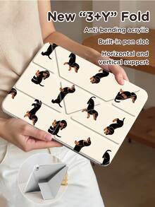 Funda de tableta de cristal transparente de acrílico con diseño de cachorro de dibujos animados de doble cara, compatible con Samsung Galaxy Tab A9, iPad Air 11 pulgadas (M2) 2024 e iPad de 10.a generación - resistente a golpes, con ranura para lápiz, función de suspender/activar, soportes plegables - regalo perfecto para Navidad, vacaciones y Año Nuevo