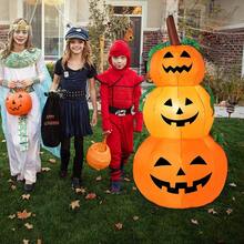 Fantasma Inflable de Halloween 1.2m, Decoraciones de Patio con e inserción Fija, Fantasma de Calabaza Inflable Iluminado, Cabeza de Tres Calabaza Halloween Inflable con Luces LED, Decoración Halloween, Halloween Juguete Inflable al , para jardín y césped - Naranja - Ver 3