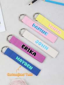 Personalized Name Tag, Diffrent Color Tag, Sports Bag Tag, School Bag Tag, Backpack Tag, Custom Keychain, Lunch Bag Tag Wrislet Personalized, Personalized Tag, Personalized Bag Tag, Gift Idea, Nametag, Bag Accessory, Bag Tag, Luggage Tag, Zipper Pull, Embroidered, Cotton Webbing, Personalized Nametag, Kids Accessory - Multicolor - View 1