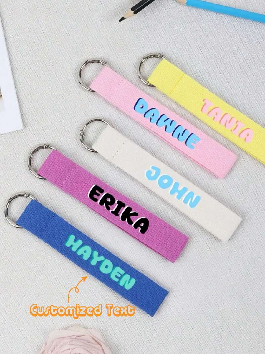 Personalized Name Tag, Diffrent Color Tag, Sports Bag Tag, School Bag Tag, Backpack Tag, Custom Keychain, Lunch Bag Tag Wrislet Personalized, Personalized Tag, Personalized Bag Tag, Gift Idea, Nametag, Bag Accessory, Bag Tag, Luggage Tag, Zipper Pull, Embroidered, Cotton Webbing, Personalized Nametag, Kids Accessory - Multicolor - View 1