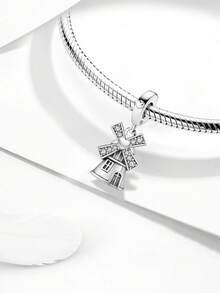 1PC 925 Sterling Silver Fashionable Leaning Tower Of Pisa Beads Charms Fit For Women Bracelets Bangles DIY Jewelry Making And Daily Outfit Matching Jewelry Decoration For Girls