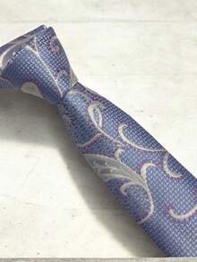 Luxury Men's Skinny Ties Polyester Silk Solid Polka Dot Striped Check Skinny Jacquard Groomsman Tie - 淡紫色 - 查看 4