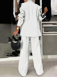 Bộ 2 món áo khoác dài tay và quần thể thao nhẹ, dáng casual dành cho nữ, chất liệu polyester, có thể giặt máy, thích hợp cho mùa xuân và mùa thu. - Xám - Xem 3