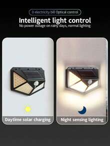 100 LED Solar Powered 4-Sided Wall Light, Wireless Outdoor Lighting, Motion Sensor, Waterproof, Windproof, For Home, Garden, Yard, Park - Multicolor - View 5