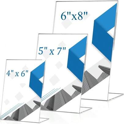 1/3/6 件 6x8 英寸（约 15x21 厘米）亚克力标牌架，透明塑料纸张标牌架、照片展示架、菜单桌面支架、垂直亚克力相框、宣传册架