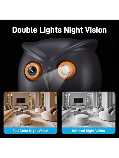 Owl Design WiFi Camera, Full HD Lens, Smart Home Security Camera, Two-Way Audio, Full-Color Night Vision, Motion Detectio, Cloud Storage/TF Card Storage, Home Monitor, Pet Monitor, Suitable For Indoor And Outdoor Use, ICSEE APP view 4
