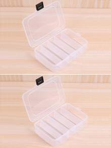 1pc/2pcs 5-Compartment Organizing Box For Makeup Or Hair Accessories, Portable Partitioned Container With Buckle - Clear - View 14