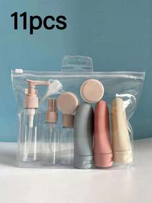 11 pièces/set Ensemble de bouteilles de voyage rechargeables pour cosmétiques, contenants vides pour liquides. Bouteilles de voyage rechargeables, étanches, pressables, d'une capacité de 60 ml. Essentiels pour le shampoing, le revitalisant, la lotion corporelle, le gel douche. Sous-emballage pour la décoration de la maison, du salon, de la chambre à coucher, de la salle de bain. Accessoires pour les voyages, les mariages, les fêtes, les anniversaires, les cadeaux pour maman, papa, amis. Nouvel an, accessoires, cadeaux amusants, essentiels de voyage