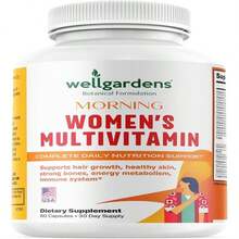 Wellgardens 100% Pure Womens Multivitamin For Hair Growth + Complete Vitamins For Women – Biotin, Zinc, Antioxidants – Supports Skin, Energy, Immune Health – Made In USA – 60 Capsules - 白色的 - 查看 1