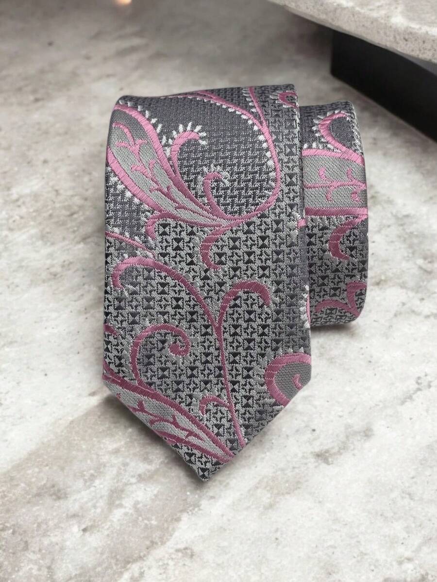 Luxury Men's Skinny Ties Polyester Silk Solid Polka Dot Striped Check Skinny Jacquard Groomsman Tie - 軍綠色 - 查看 1