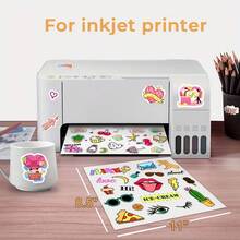 50pcs A4 Size Printable Sticker Paper, Self-Adhesive, Suitable For Crafts, Scrapbooking, Inkjet Printer, Matte White, Back To School, Christmas Stickers - Multicolor - View 9
