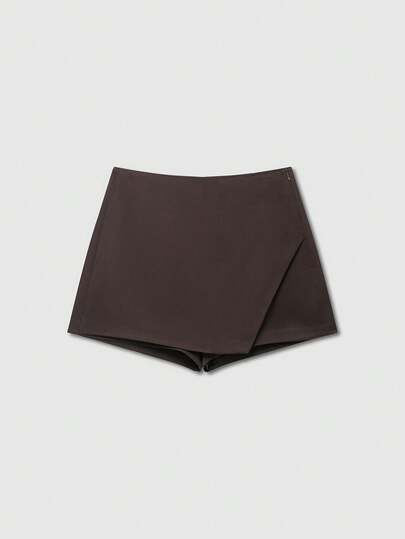 Damen Mode Lässig einfarbige asymmetrische Wickel-Shorts Röcke, minimalistisch und modischer Rock-Hose