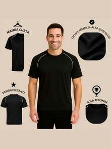 Kit 3 Men's Dry Fit Sports T-Shirts, Comfortable For Training And Everyday Life - 黑白鉛 - 查看 5